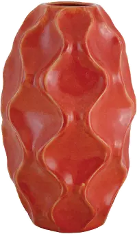 17 Inch Red-Orange Tall Ceramic Vase
