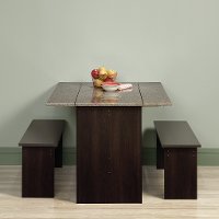 Brown 3 Piece Dining Set with Benches - Beginnings-2