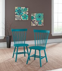 Blue Spindle Back Chair Pair - Cottage Road
