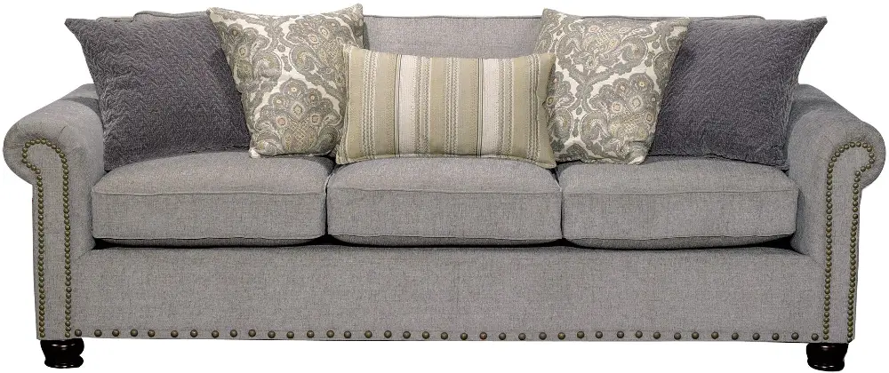Pewter Gray Casual Traditional Sofa - Jacqueline-1