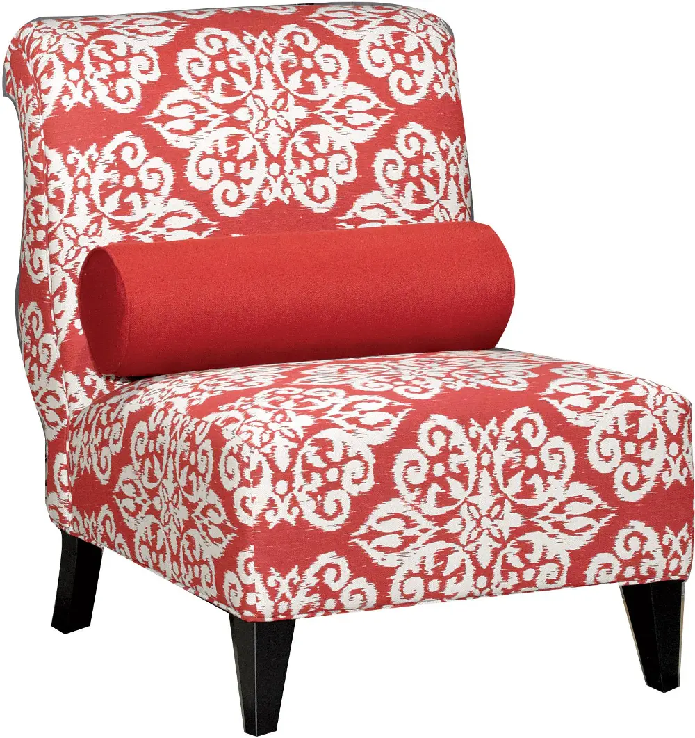 Kasey 30 Inch Red Pattern Upholstered Accent Chair-1
