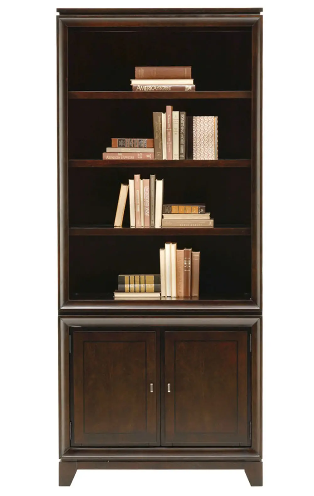 78 Inch Java Brown Bookcase with 2 Doors- Viewscape Collection-1