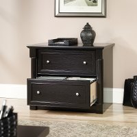 Black Oak 2 Drawer Lateral File Cabinet - Padillia -2