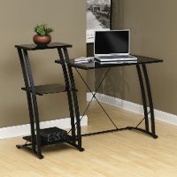 Black/Glass Tiered Desk - Deco