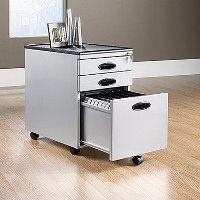 Silver/Black Mobile File Cabinet - Storage