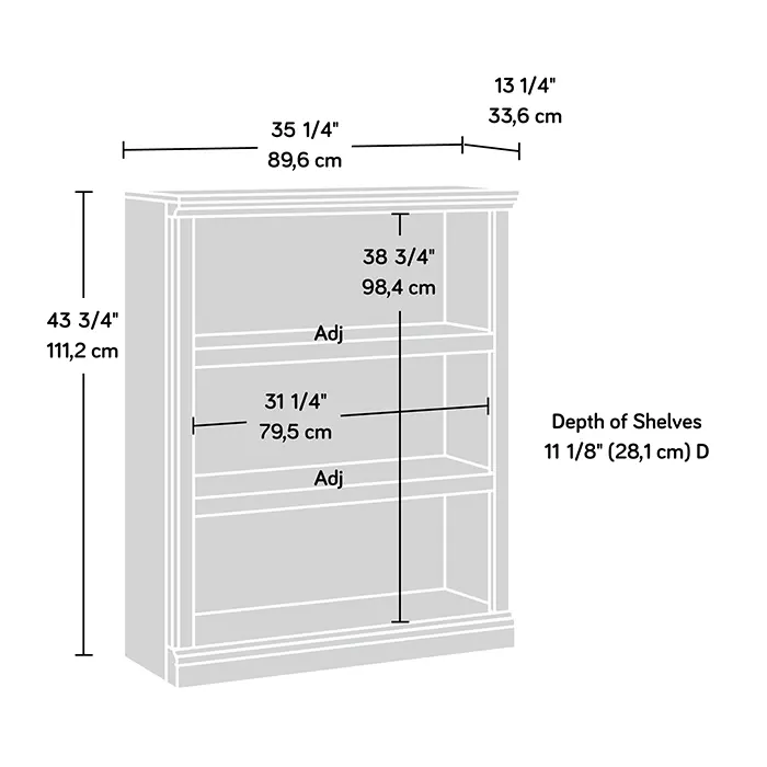 Oiled Oak 3-Shelf Bookcase - Storage-2