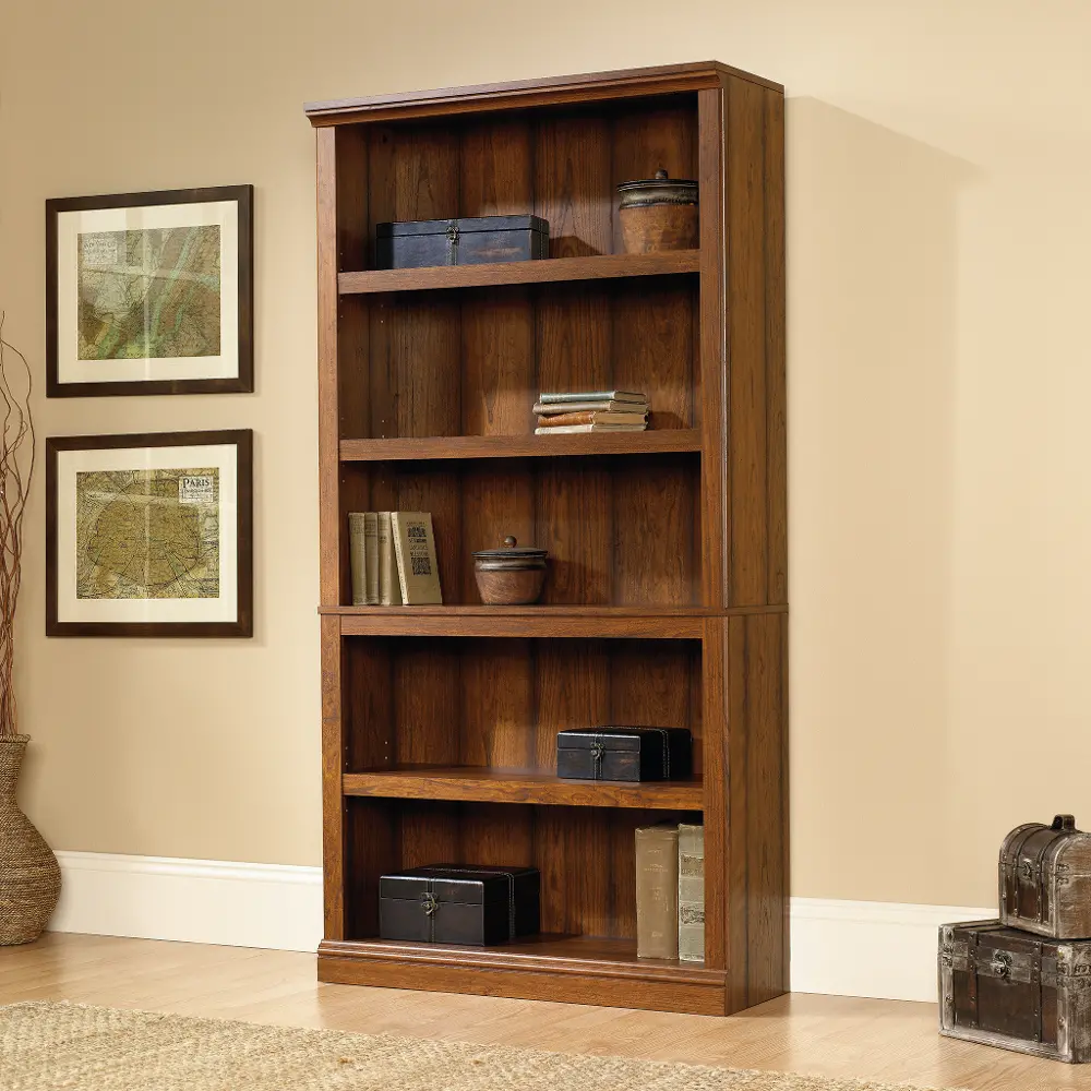 Cherry 5-Shelf Bookcase - Storage-1