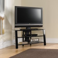 Black/Glass Panel TV Stand - Mirage