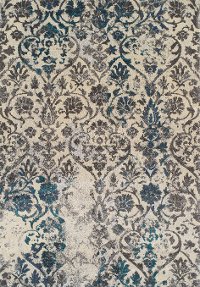 5 x 8 Medium Teal and Gray Area Rug - Modern Grays