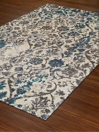 8 x 11 Large Teal and Gray Area Rug - Modern Grays-2