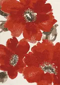 Camino 5 x 8 Floral Red and Brown Area Rug
