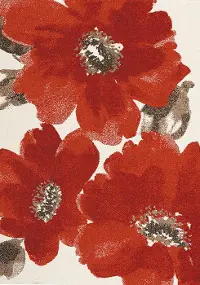 Camino 5 x 8 Floral Red and Brown Area Rug