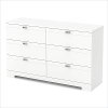 3840010 White 6-Drawer Double Dresser - Reevo