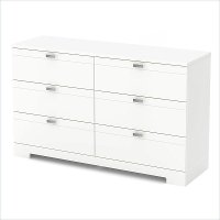 3840010 White 6-Drawer Double Dresser - Reevo