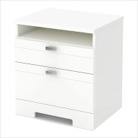 3840060 White Night Stand with Drawers and Cord Catcher - Reevo