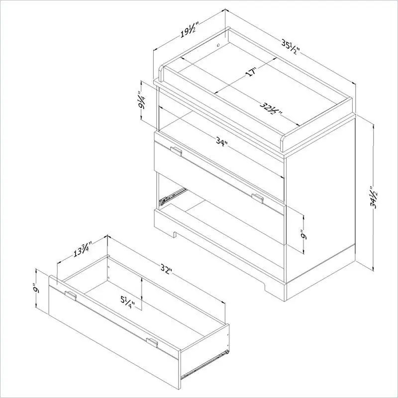 3840330 White Changing Table with Storage - Reevo -1