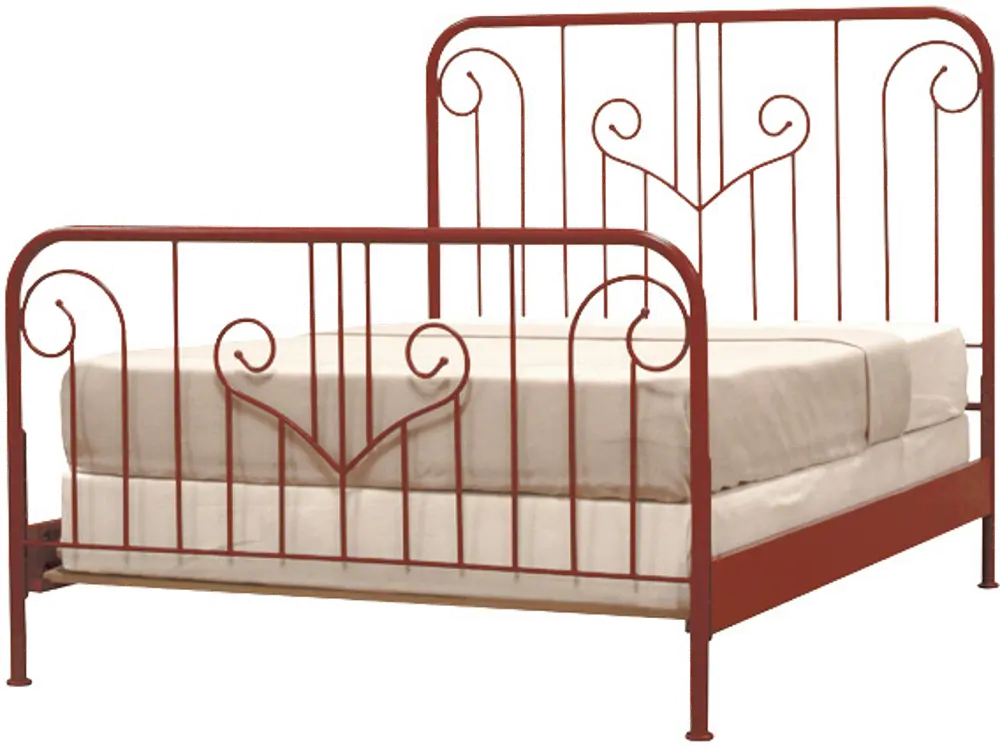 OB-RED/METALBED4/6 Notting Hill Red Full Metal Bed-1