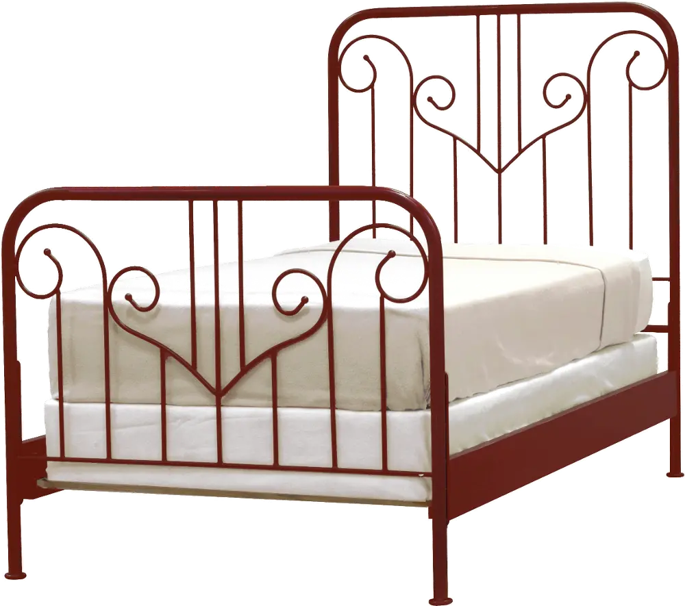 OB-RED/METALBED3/3 Notting Hill Red Twin Metal Bed-1