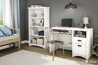 7360070 White Computer Desk with Keyboard Tray - Gascony