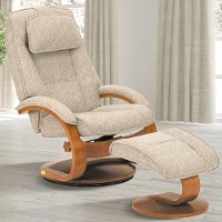 Teatro Tan Linen Swivel Recliner with Ottoman - Oslo
