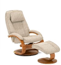 Teatro Tan Linen Swivel Recliner with Ottoman - Oslo-2