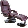 Merlot Red Top Grain Leather Swivel Recliner with Ottoman - Oslo-1