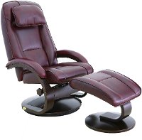 Merlot Red Top Grain Leather Swivel Recliner with Ottoman - Oslo