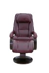 Merlot Red Top Grain Leather Swivel Recliner with Ottoman - Oslo-2