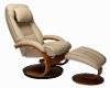 Cobblestone Tan Top Grain Leather Swivel Recliner with Ottoman - Oslo-2