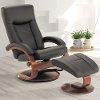Black Top Grain Leather Swivel, Recliner with Ottoman - Oslo-1