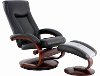 Black Top Grain Leather Swivel, Recliner with Ottoman - Oslo-2