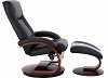 Black Top Grain Leather Swivel, Recliner with Ottoman - Oslo-3