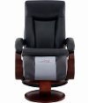 Black Top Grain Leather Swivel, Recliner with Ottoman - Oslo-6