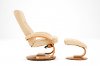 Cobblestone Tan Leather Swivel Recliner with Ottoman - Oslo-4