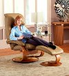 Sand Top Grain Leather Swivel Recliner with Ottoman - Oslo-2