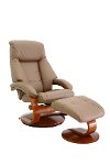 Sand Top Grain Leather Swivel Recliner with Ottoman - Oslo-3