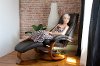 Espresso Brown Top Grain Leather Swivel Recliner with Ottoman - Oslo-2