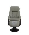 Putty Gray Top Grain Leather Swivel Recliner with Ottoman - Oslo-4