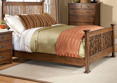 Mission Queen Bed - Oak Park