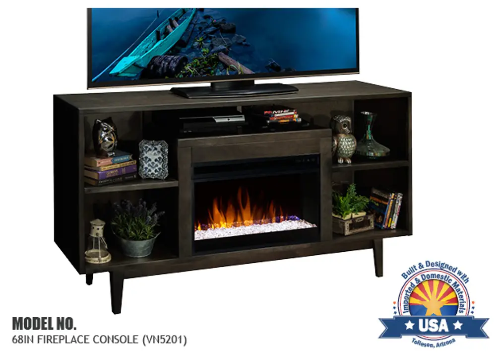 68 Inch Maple Fireplace and TV Stand - Vine-1