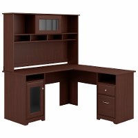 Harvest Cherry L Desk and Hutch - Cabot-2