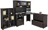 Espresso Oak Corner Desk with Hutch, Lateral File, and Bookcase - Cabot -4