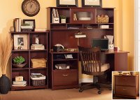 Harvest Cherry Corner Desk with Hutch, File, and Bookcase - Cabot