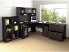 Espresso Oak L Desk with Hutch, File, and Bookcase - Cabot -2