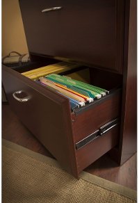 Harvest Cherry L Desk with Hutch, File, and Bookcase - Cabot-4