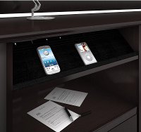 Espresso Oak L Desk with Hutch and Bookcase - Cabot-4