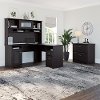 Espresso Oak L-Desk with Hutch and Lateral File - Cabot