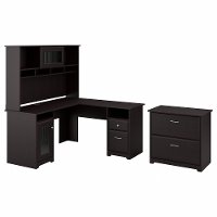 Espresso Oak L-Desk with Hutch and Lateral File - Cabot-2