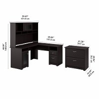 Espresso Oak L-Desk with Hutch and Lateral File - Cabot-5