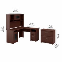 Harvest Cherry L-Desk with Hutch and Lateral File - Cabot -5